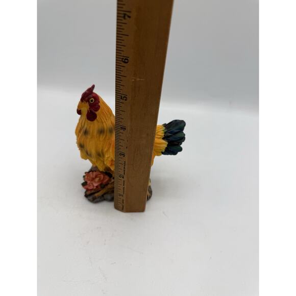 Yellow Rooster & Chick Figurine Resin Farmhouse Decor Country Chicken 5.5” Tall - Picture 7 of 7